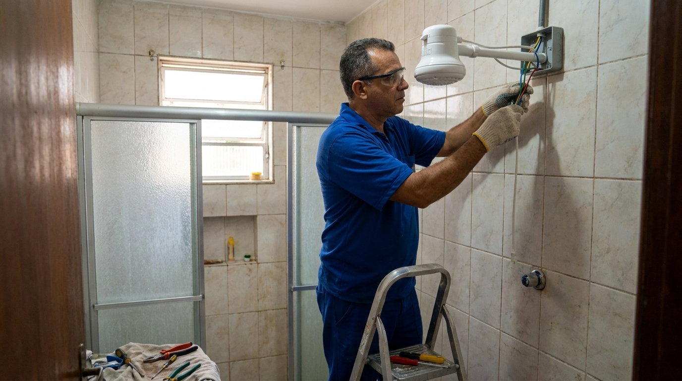 Substituição de Chuveiro Antigo em Vitória da Conquista‑BA